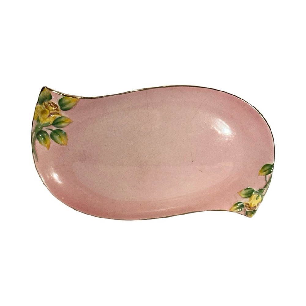 Vintage Royal Winton Grimwades Pastel Pink Yellow Rose Bud Dish Plate